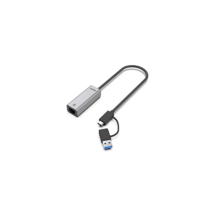 Unitek Converter USB-C to LAN Gigabit Ethernet+USB-A - Y-3465A - USB-C to LAN Gigabit Ethernet+USB-A — image 1