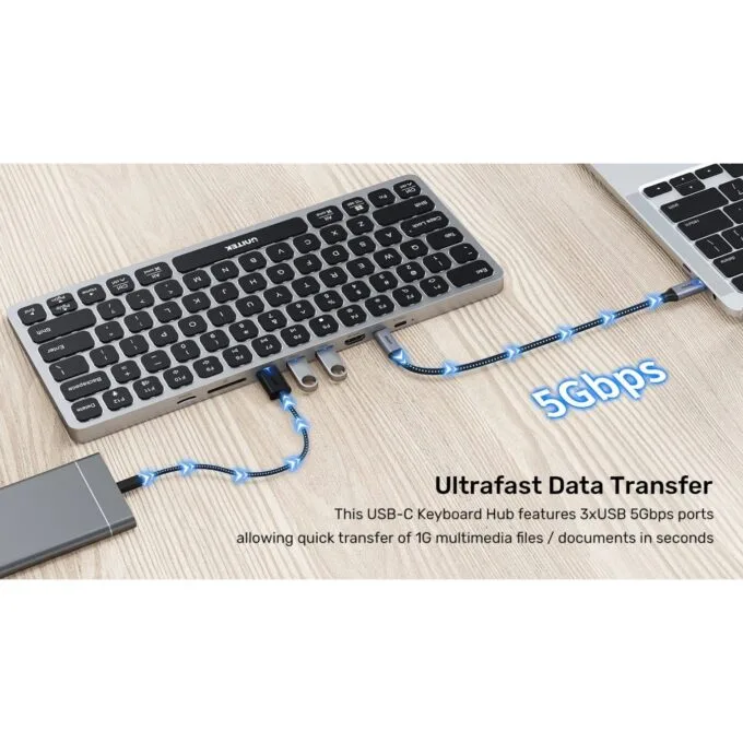 Unitek D1092A 9-in-1 USB-C Keyboard Hub - 3x USB 3.0, HDMI 4K, 100W PD — image 8