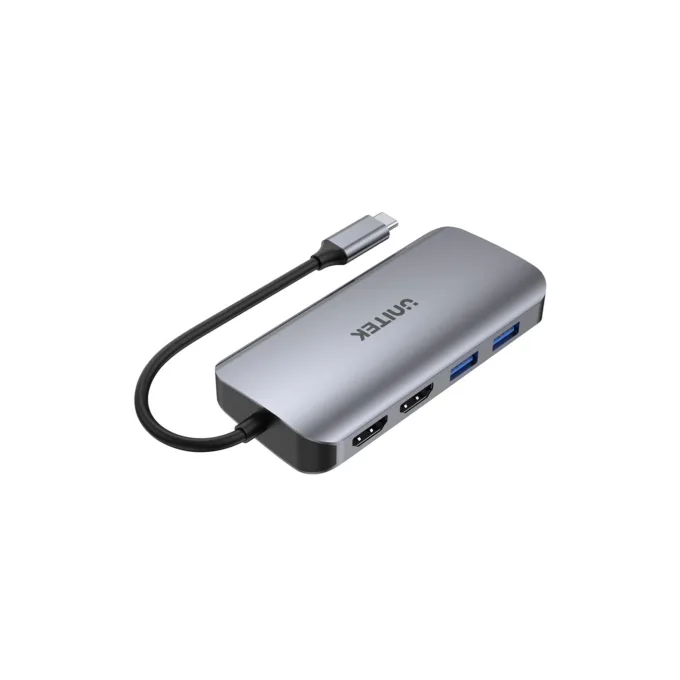 Unitek D1122A 8-in-1 USB-C Hub 2xUSB3.0 2xHDMI MST SD GbE PD100W — image 2