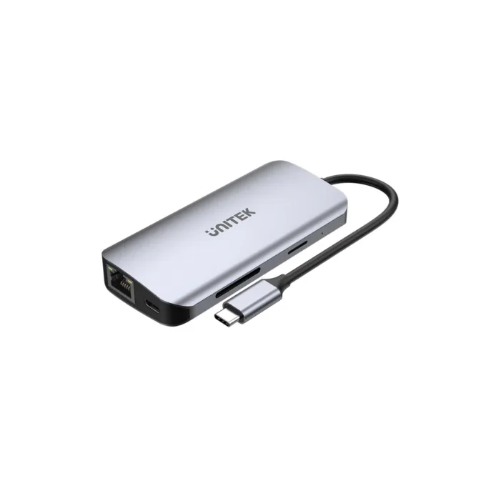 Unitek D1122A 8-in-1 USB-C Hub 2xUSB3.0 2xHDMI MST SD GbE PD100W — image 1