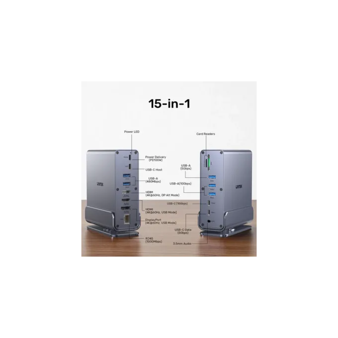 Unitek D1135A 15in1 USB-C Hub - Triple 4K M1 MacBook PD100W — image 8
