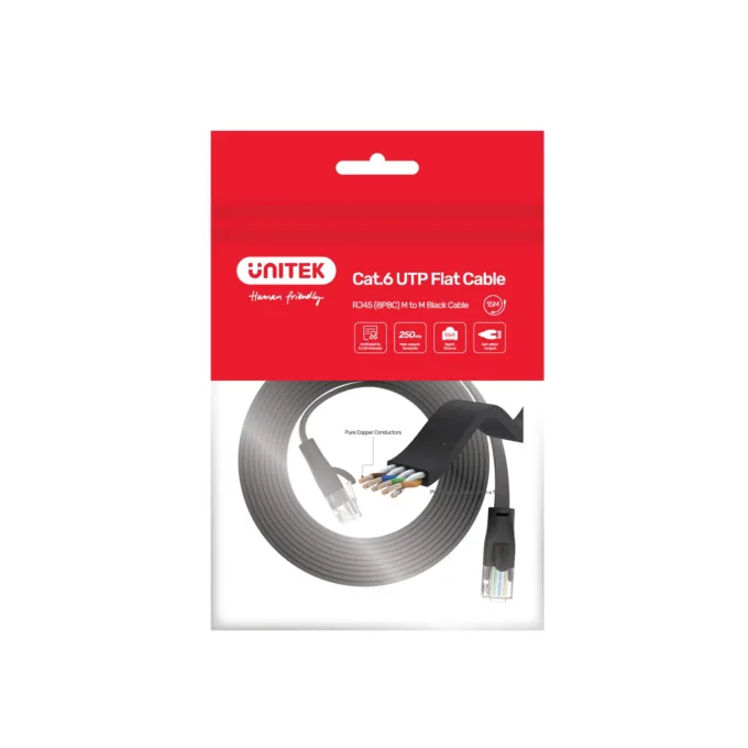 Unitek Flat Patch Cable - C1815GBK - CAT6 Black 20.0m — image 6