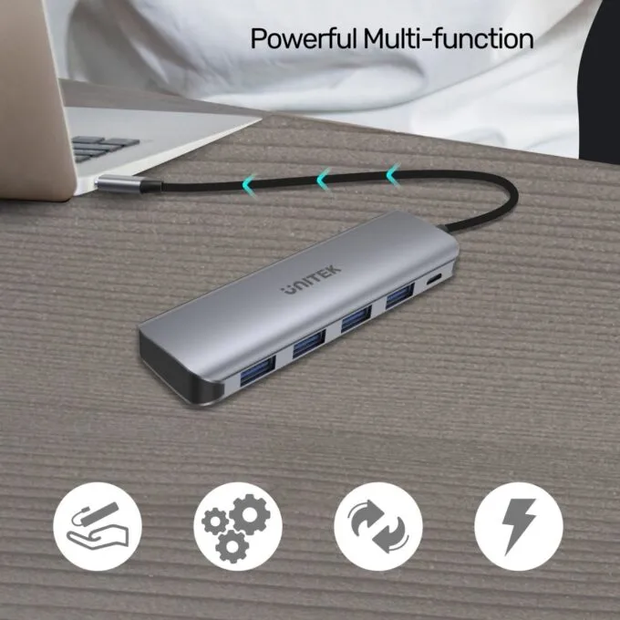 Unitek H1107A 4-Port USB 3.1 Gen1 Type-C Hub w/ 10W Micro-USB — image 2