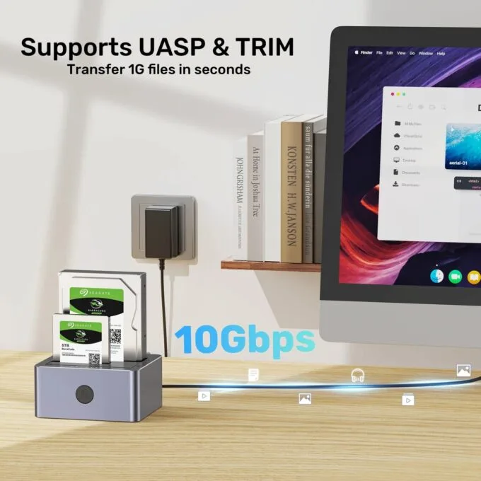 Unitek HDD Docking Station - Y-3027 - USB-C 3.1 10Gbps SATA6G Dual Bay Aluminium — image 3
