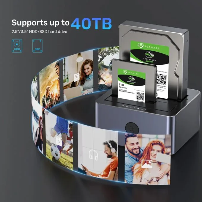 Unitek HDD Docking Station - Y-3027 - USB-C 3.1 10Gbps SATA6G Dual Bay Aluminium — image 6