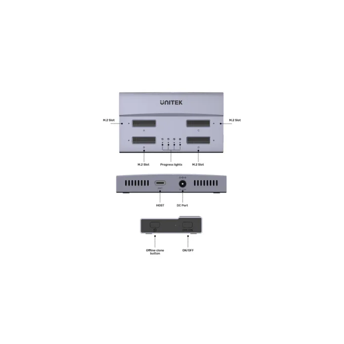 Unitek HDK USB4 4-Bay M.2 SSD Docking Station - S1243B - Offline Clone — image 4