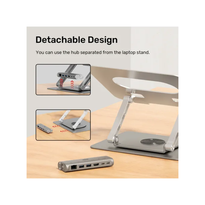 Unitek Laptop Stand with USB Hub - D1109B - 4K30Hz HDMI + FE Lan + PD100W — image 3
