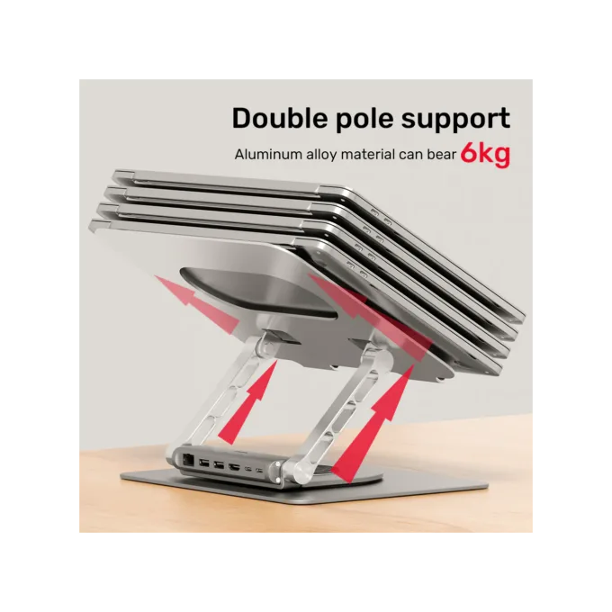 Unitek Laptop Stand with USB Hub - D1109B - 4K30Hz HDMI + FE Lan + PD100W — image 4