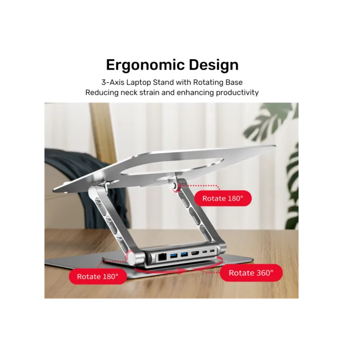 Unitek Laptop Stand with USB Hub - D1109B - 4K30Hz HDMI + FE Lan + PD100W — image 5