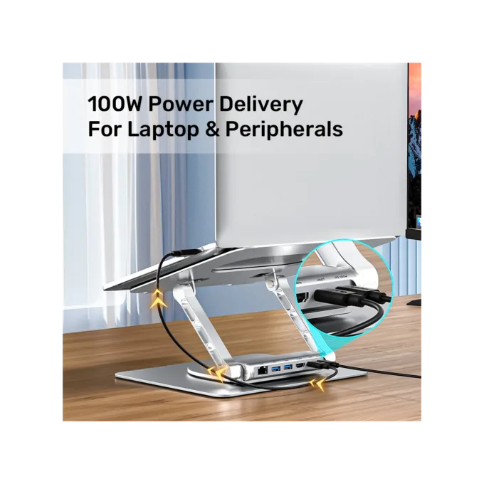 Unitek Laptop Stand with USB Hub - D1109B - 4K30Hz HDMI + FE Lan + PD100W — image 6