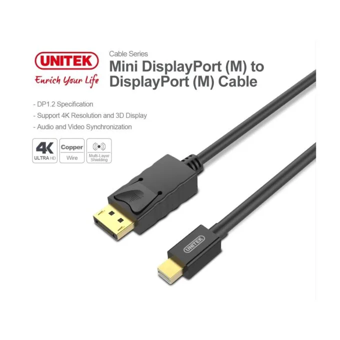 Unitek Mini DisplayPort to DisplayPort - Y-C611BK - 2m — image 2