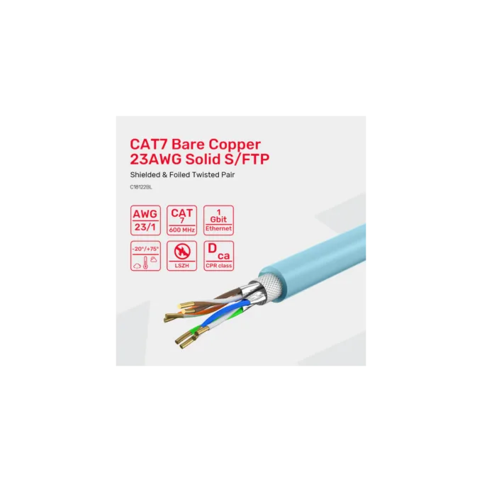 Unitek Network Cable - C18122BL - CAT7 S FTP CPR LSZH 23AWG 305m Blue — image 4