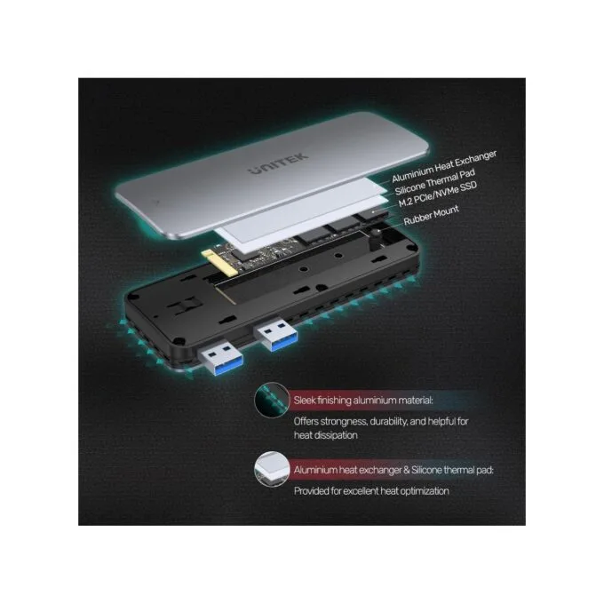 Unitek PCIe NVMe M2 SSD Enclosure For PS5 Storage Expansion - S1224A - PCIe NVMe M2 SSD Enclosure For PS5 Storage Expansion — image 8