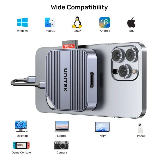 Unitek S1244C Magnetic Card Reader PD100W 4K@60Hz Audio - Space Grey — image 13