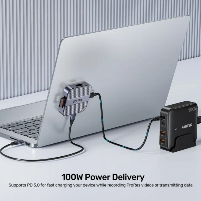 Unitek S1244C Magnetic Card Reader PD100W 4K@60Hz Audio - Space Grey — image 5