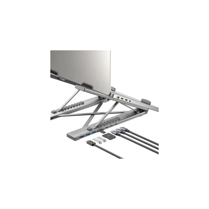 Unitek Stand for Laptop Foldable with Hub - D1137A - 2x USB-A, 1x USB-C, HDMI, SD, PD100W — image 2
