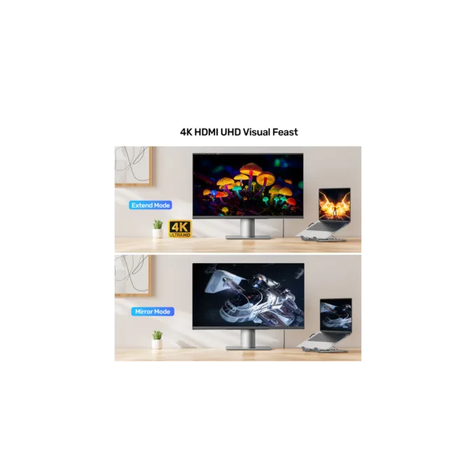 Unitek Stand for Laptop Foldable with Hub - D1137A - 2x USB-A, 1x USB-C, HDMI, SD, PD100W — image 9
