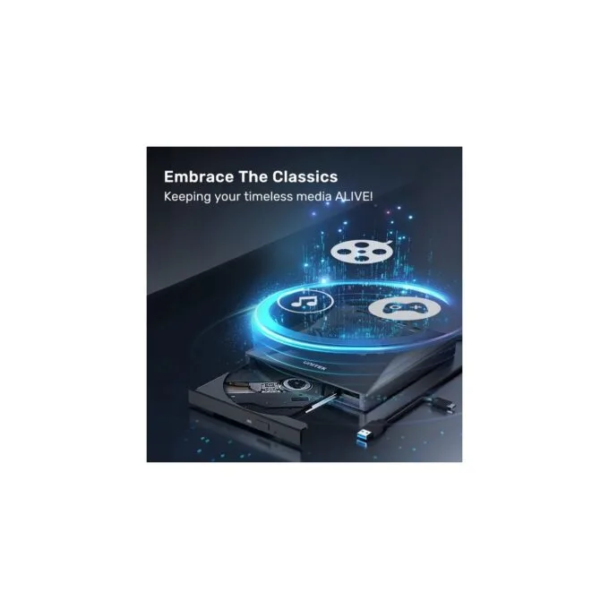Unitek T1037A 5-in-1 External Optical Drive & USB Hub - 8x DVD — image 3