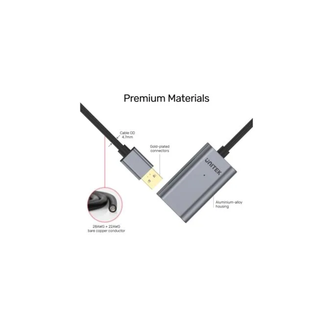 Unitek UCE USB-A 2.0 Active Extension Cable Alum - Y-271 - USB-A 2.0 Active Extension Cable Alum 5.0m — image 4