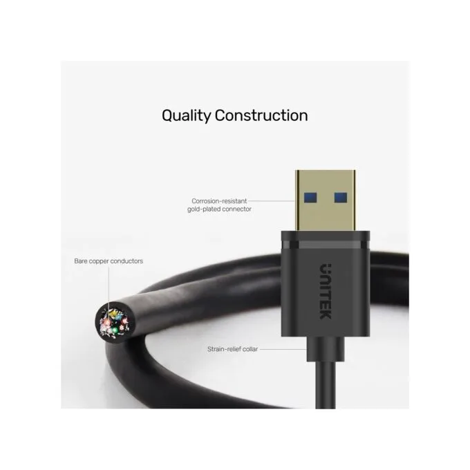 Unitek UCE USB-A 3.0 Extension Cable 1.0m - Y-C457GBK - USB-A 3.0 Extension Cable 1.0m — image 4