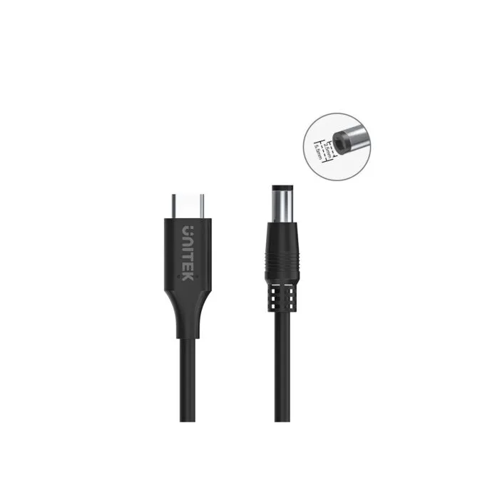 Unitek UCL USB-C to DC Cable - C14116BK - 1.8 m, 65W PD, for Toshiba-Asus, 5.5x2.5 mm — image 3