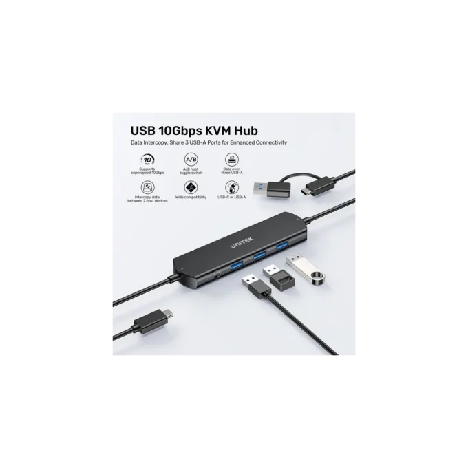 Unitek USB-C Hub U1344A 10Gbps KVM Data Intercopy 3 USB-A Ports — image 4