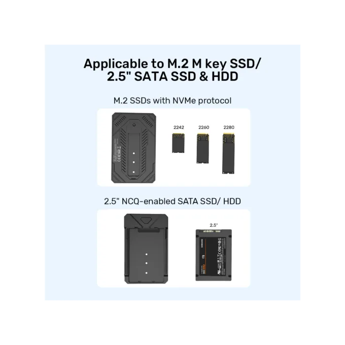 Unitek USB-C M.2 NVMe & 2.5'' SATA 10Gbps Dual Enclosure - S1229C - USB-C M.2 NVMe & 2.5'' SATA 10Gbps Dual Enclosure — image 6
