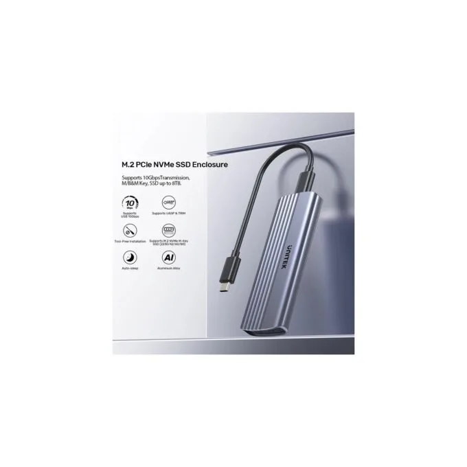 Unitek USB-C NVME PCIe Enclosure 10Gbps - S1241B - USB-C, NVME PCIe Enclosure, 10Gbps — image 4