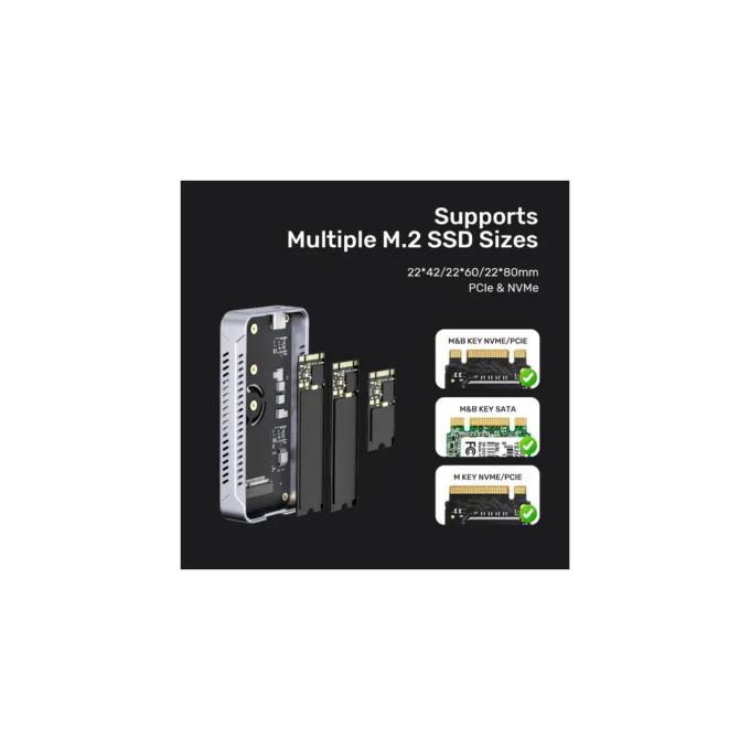 Unitek USB-C NVME PCIe Enclosure - S1242A - USB 4.0 40Gbps w Cooling Fan — image 6