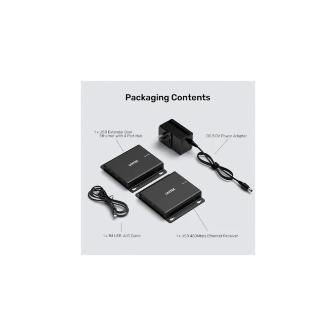 Unitek USB Extender over Ethernet - U1222ABK - 150m 4-Port Hub 5V2A PSU — image 8