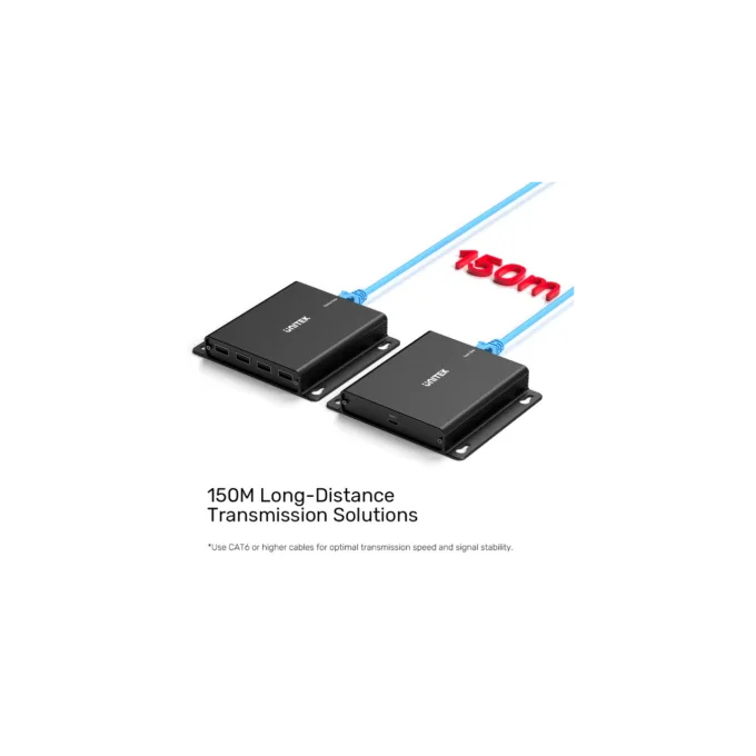 Unitek USB Extender over Ethernet - U1222ABK - 150m 4-Port Hub 5V2A PSU — image 1