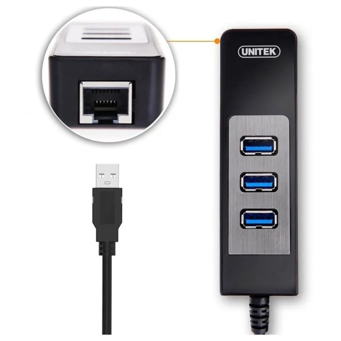 Unitek USB3.0 3-Port Hub w Gigabit LAN - Y-3045C - USB3.0 3-Port Hub w Gigabit LAN — image 4