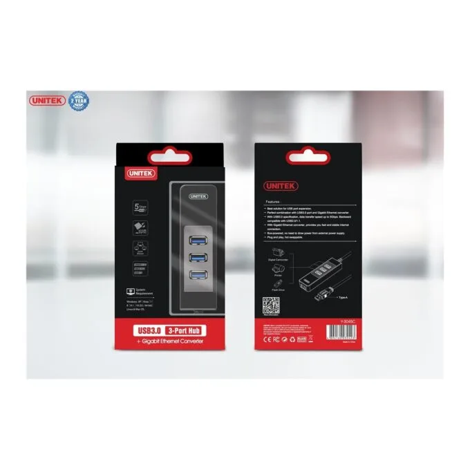 Unitek USB3.0 3-Port Hub w Gigabit LAN - Y-3045C - USB3.0 3-Port Hub w Gigabit LAN — image 6