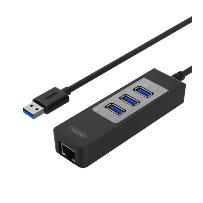 Unitek USB3.0 3-Port Hub w Gigabit LAN - Y-3045C - USB3.0 3-Port Hub w Gigabit LAN — image 1