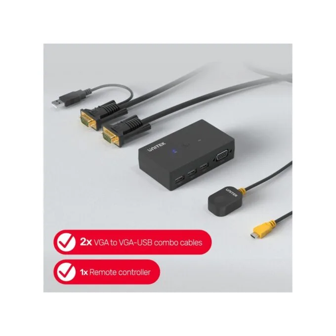 Unitek VGA KVM Switch - U-8709ABK - 2In1Out, 3-Port USB2.0 Hub — image 10