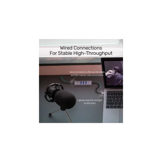 Unitek Y-3088B USB-C Hub 3x USB 3.0 Gigabit LAN + USB-A Adapter — image 3