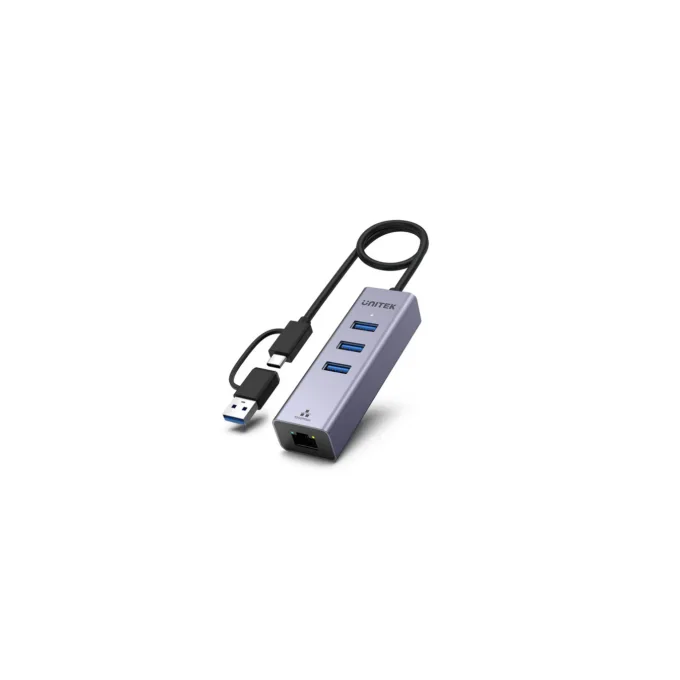 Unitek Y-3088B USB-C Hub 3x USB 3.0 Gigabit LAN + USB-A Adapter — image 1