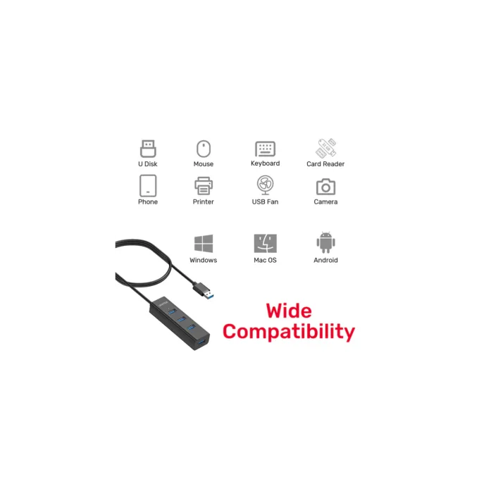 Unitek Y-3089 4-Port USB 3.0 Hub with USB-C Power - 30cm Cable — image 9
