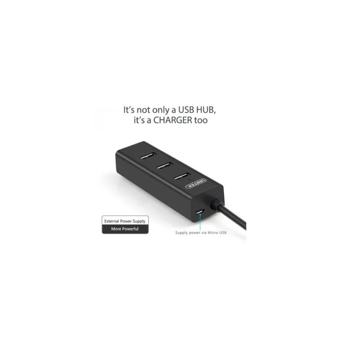 Unitek Y-3089 USB 3.0 4-Port Hub with Micro USB Power - Black — image 3