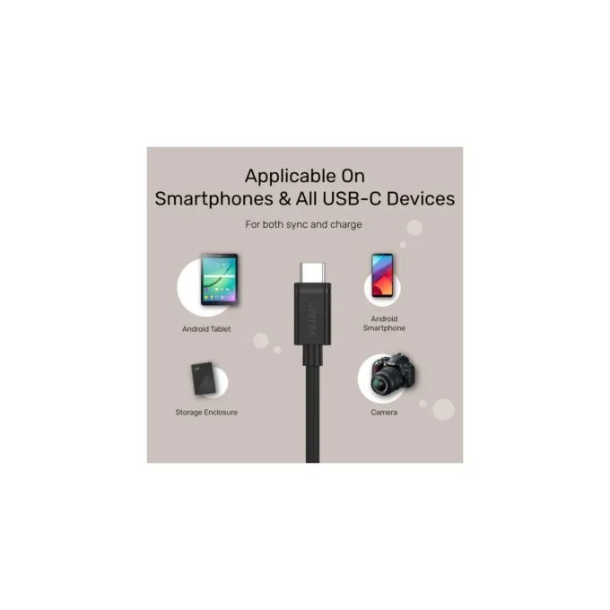 Unitek Y-C477BK USB-C to USB-C 3.1 Gen1 Cable 1m 5Gbps 60W - Black — image 5