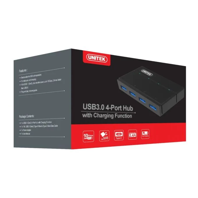 Unitek Y-HB03001 USB 3.0 4-Port Hub w/ 12V2A Adapter — image 1