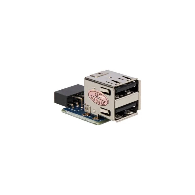 USB 2.0 adapter, 9 pin header to 2x USB-A socket — image 1