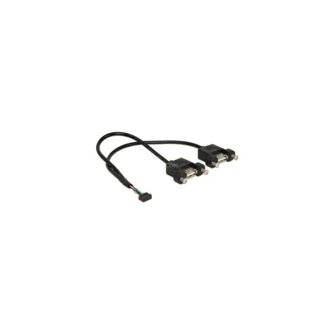 USB 2.0 cable - 2mm 10Pin header to 2x USB-A socket, for installation — image 1