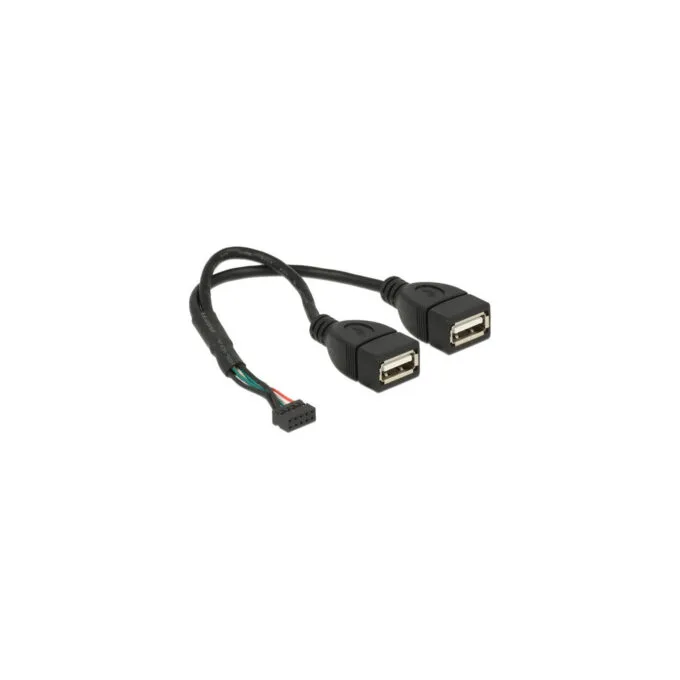 USB 2.0 Y-cable, 10 pin header to 2x USB-A socket — image 1