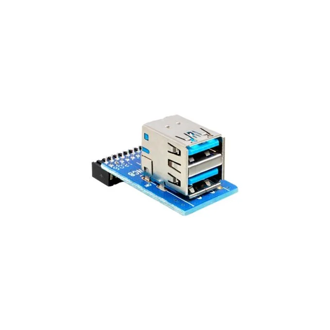 USB 3.2 Gen 1 adapter - 19 pin header to 2x USB-A socket — image 1