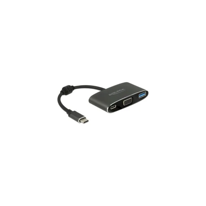 USB 3.2 Gen 1 adapter - USB-C male to USB-A + USB-C female + VGA female — image 1