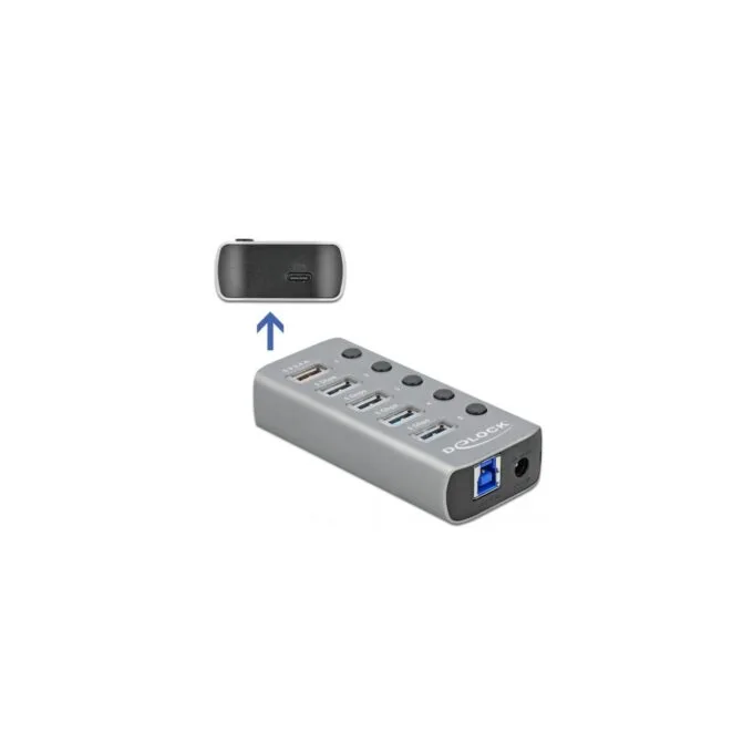 USB 3.2 Gen 1 Hub - with 4 Ports + 1 Fast Charging Port + 1 USB-C PD 3.0 Port, USB Hub — image 2