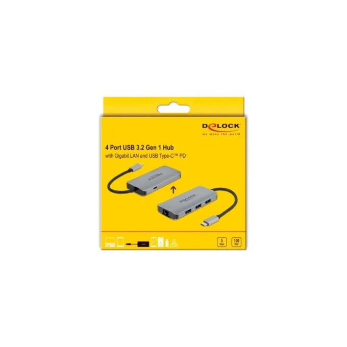 USB 3.2 Gen 1 hub with 4 ports and Gigabit LAN and PD - docking station — image 4