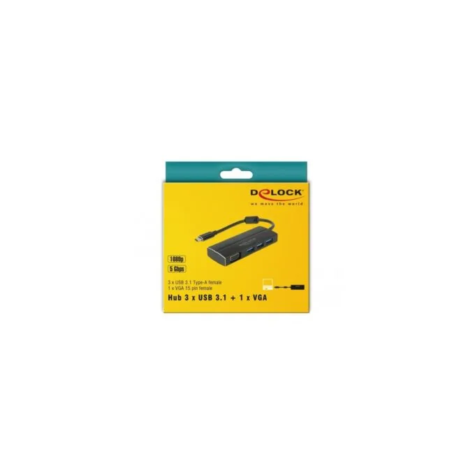 USB 3.2 Gen 1 multiport hub - USB-C plug to 3x USB-A + VGA socket, USB hub — image 2