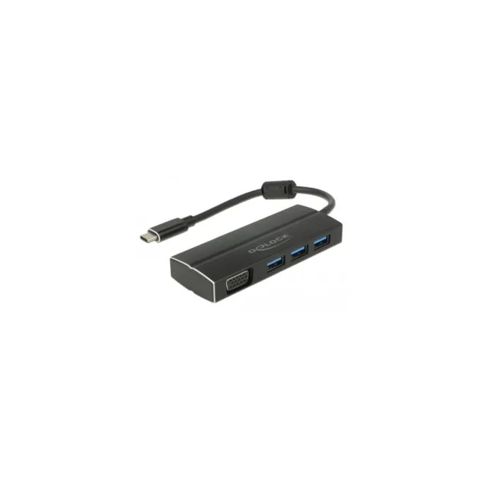 USB 3.2 Gen 1 multiport hub - USB-C plug to 3x USB-A + VGA socket, USB hub — image 1